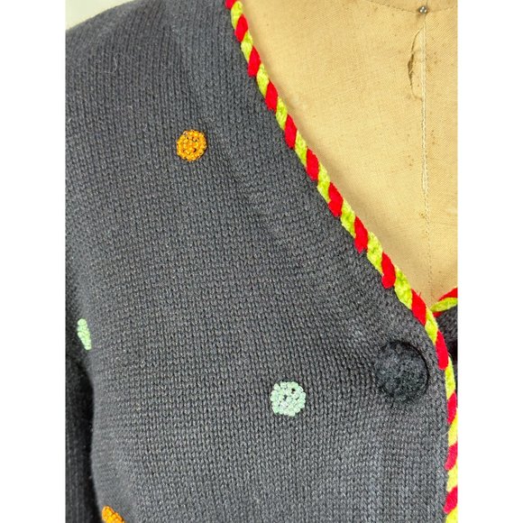 1990s Berek cat sweater with beading and applique' Size L Takako Sakon - Picture 7 of 8